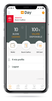 Sezione Incentivi app Buoni Up Day